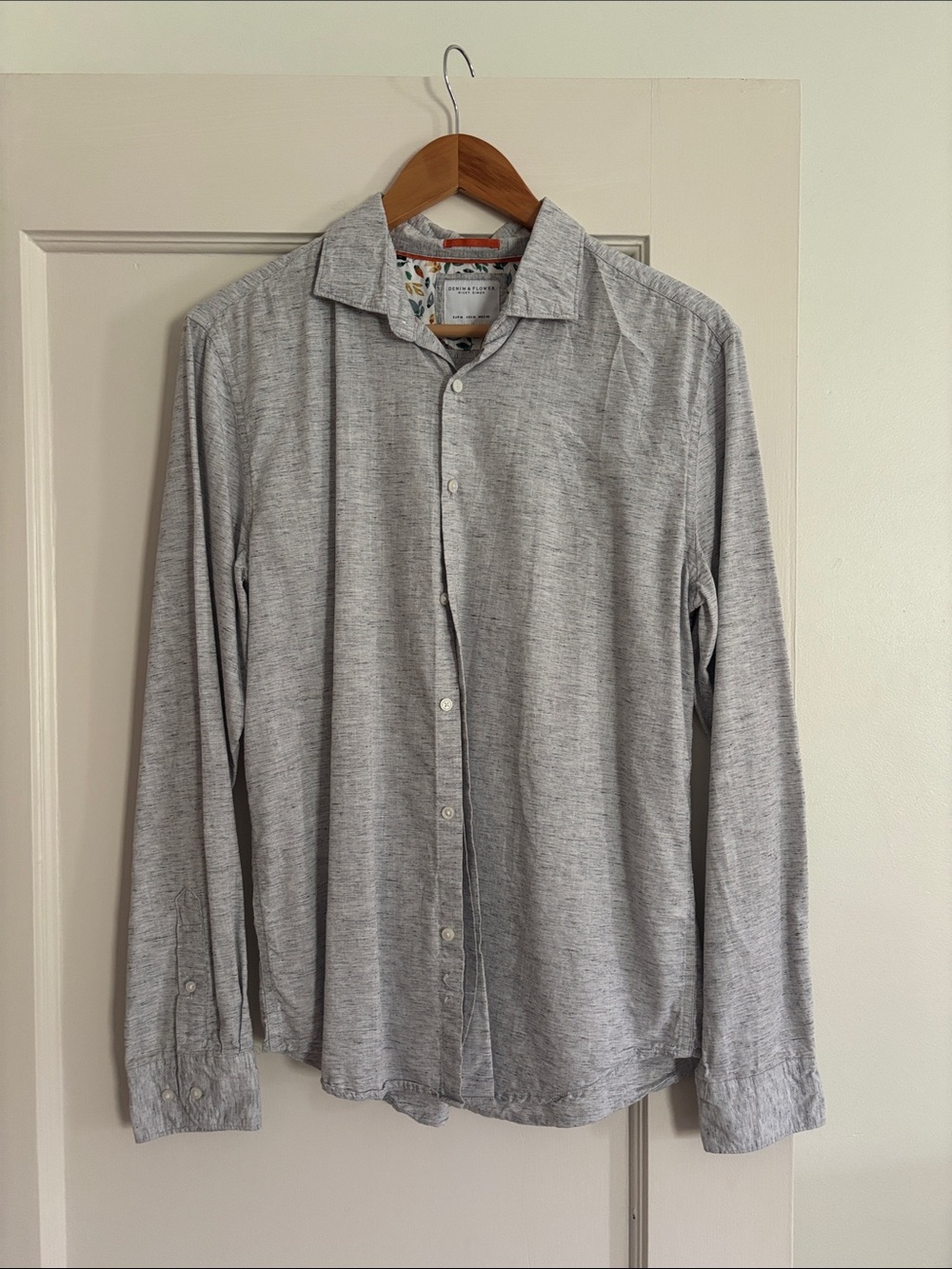 Denim & Flower Heather Gray Men’s Casual Button-Down Shirt